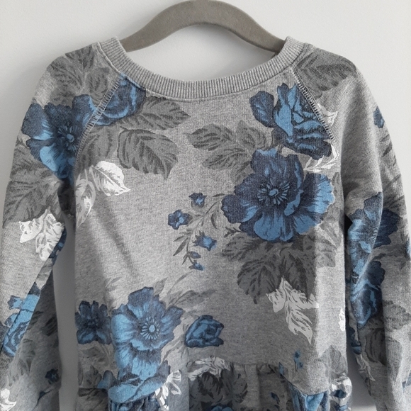 𝅺Joe Fresh Floral Print Grey Sweatshirt Dress size 5 - Picture 3 of 11